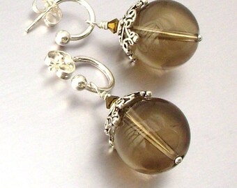 Sterling Silver Smoky Quartz Drop Earrings