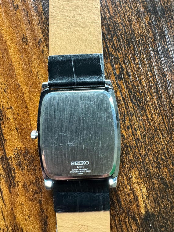 Vintage Seiko Tank Watch: Blue Dial, Black Leather Strap - Etsy