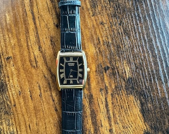Seltene Männer Vintage Slim schwarze Zifferblatt schwarz Strap Abendkleidung (Kostenloser Versand)