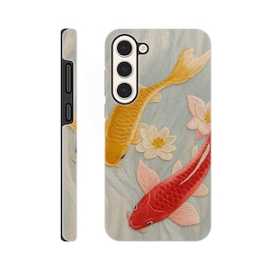 Koi Fish Phone Case - Japanese Art Galaxy Cover - Zen Aesthetic - Samsung Galaxy S20-S23 -Yin Yang Gift