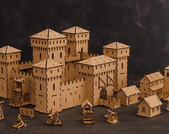 Maqueta de castillo medieval: archivo DXF SVG cortado con láser