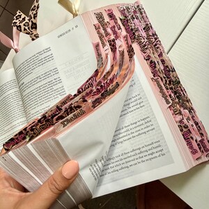 Pink NIV Jesus Bible, Cheetah Tabs, Personalized Gift imagem 2