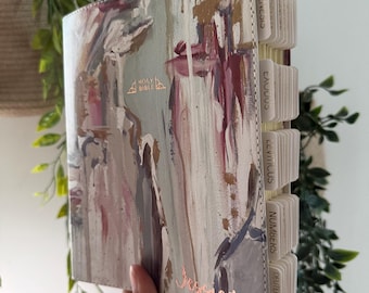 Pink NIV Artisan JOURNAL BIBLE, Bible with tabs, personalized gifts, paint splats leather soft cover