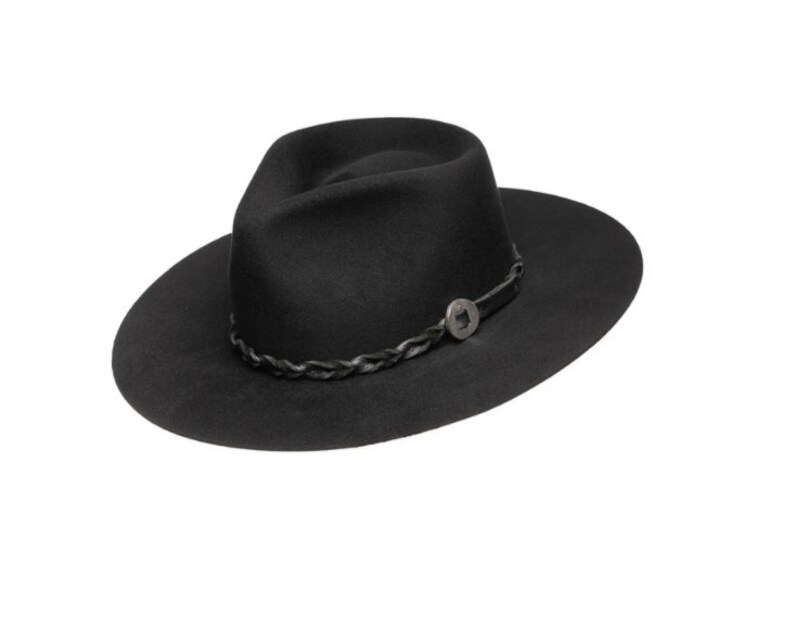 Finn Wide Stiff Brim Hat Black Etsy