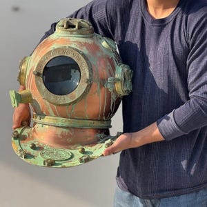 Antique Mark V US Navy Diving Helmet | Marine Deep Sea Scuba Helmet Replica | Vintage Diver’s Helmet Replica