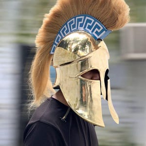 Greek Corinthian Helmet Steel Replica - Spartan Helmet Prop for Cosplay, Roleplay & Gift
