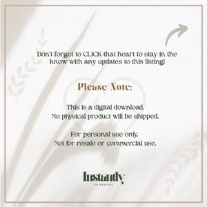May include: A digital download announcement with text that reads "Don't forget to CLICK that heart to stay in the know with any updates to this listing!" and "Please Note: This is a digital download. No physical product will be shipped."