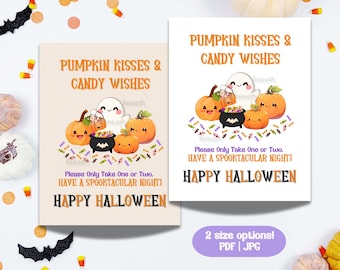 Letrero de dulces de Halloween, Letrero de "Por favor, tome uno o dos dulces", Letrero imprimible de Halloween para porche, Letrero de tazón de dulces para pedir dulces, Letrero de baúl o trato