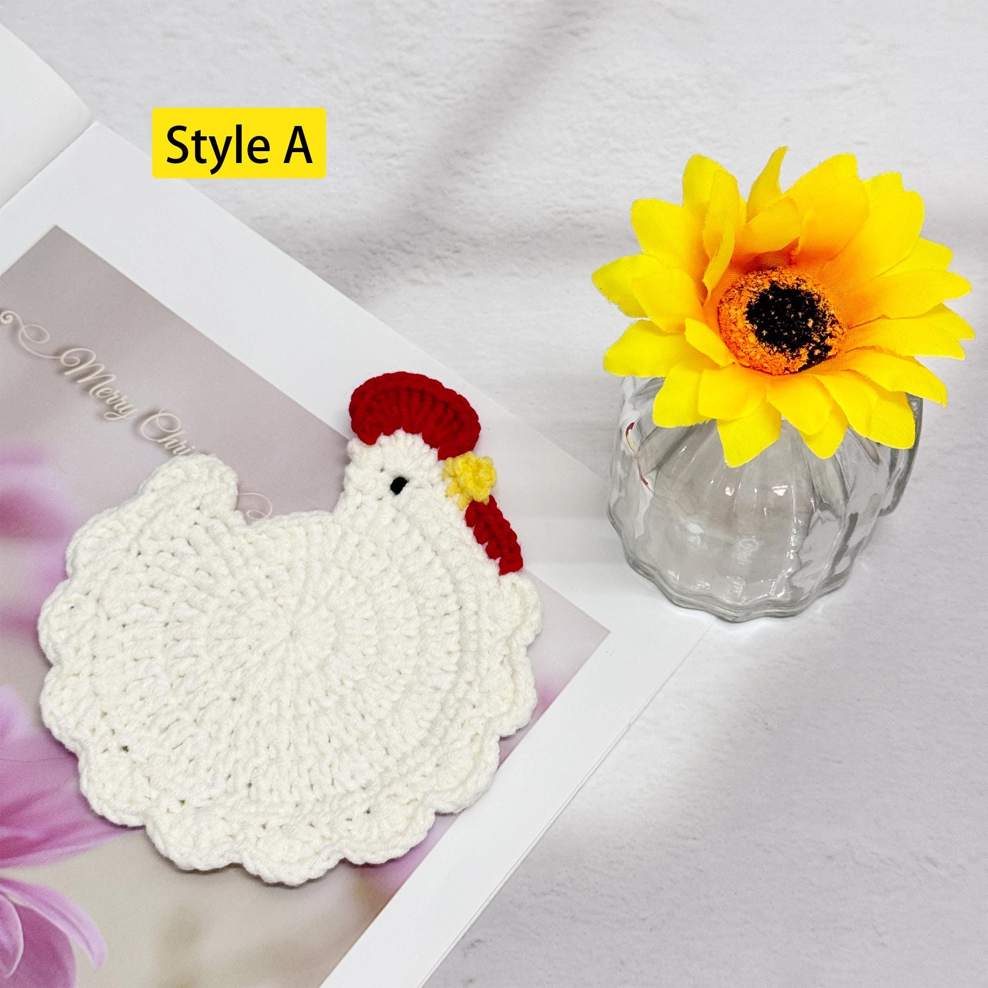 Lot De 4 Dessous De Verre En Crochet Pour Femme, Jolis Motifs De Fruits Decoration De Table Basse Amusante~p154344579