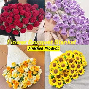 Überraschungs-Häkelblumenstrauß-Decke-Rose / Sonnenblume / Maiglöckchen-Blumenstrauß-Decke, handgemachtes fertiges Geschenk, Muttertags- / Geburtstagsgeschenk