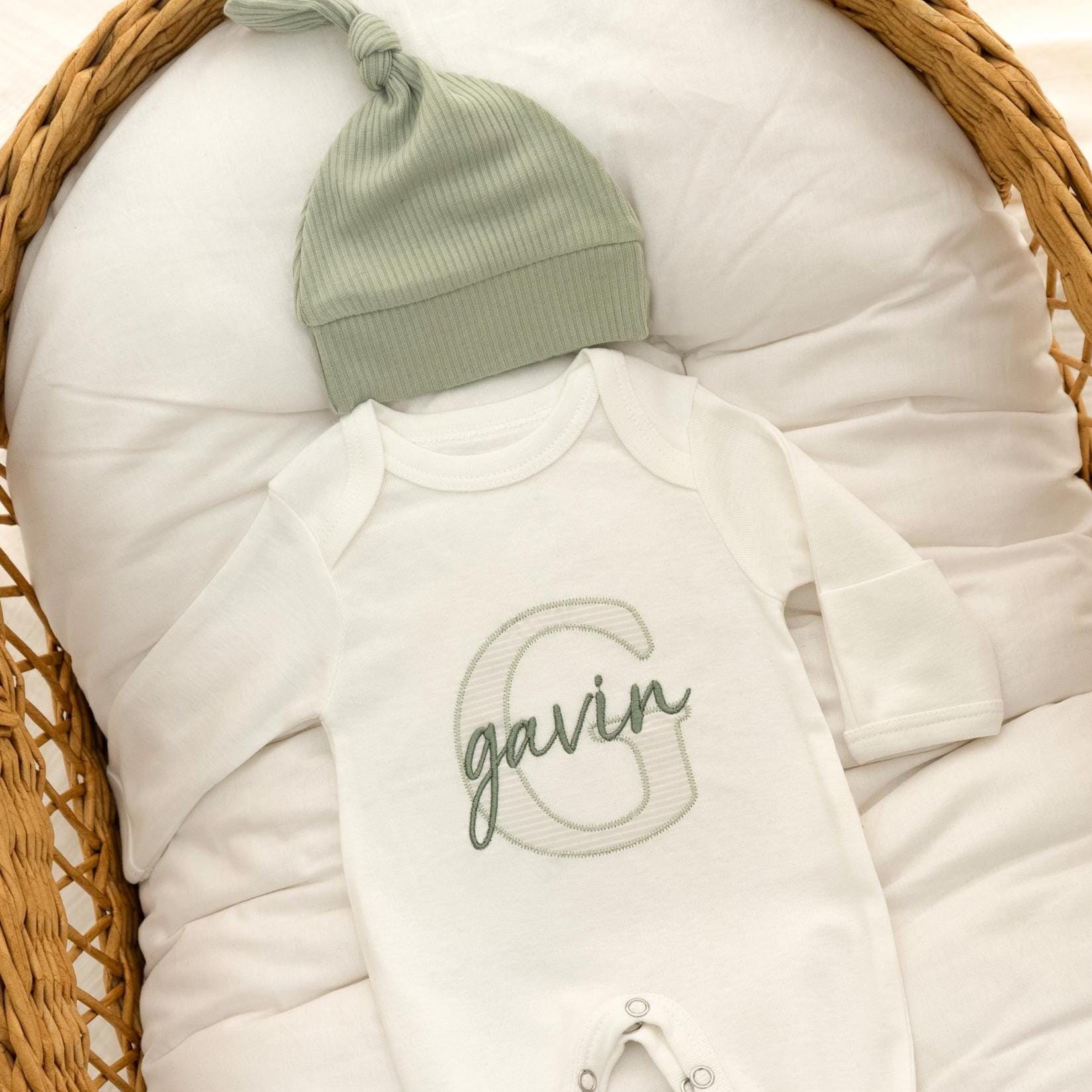 Going Home Hospital Outfit Newborn Baby Boy Sleeper Embroidered Hospital Outfit