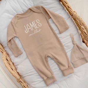 Newborn Baby Boy Coming Home Outfit Embroidered, Newborn Gift for Baby Boy, Baby Boy Romper and Hat Set with Blanket Personalized Newborn