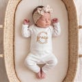 Personalized Newborn Baby Girl Coming Home Outfit, Organic Cotton Hospital Set, Monogrammed