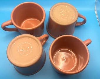 Vintage Hartstone Terracotta Mugs – Set of 4 Rustic Stoneware Cups