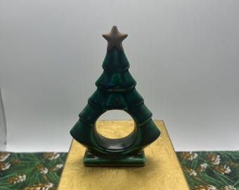 Mid Century Christmas Tree Napkin Ring – 4” Tall | Vintage Holiday Table Decor