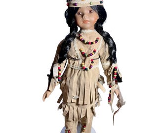 Vintage House of Lloyd 1990 Indian Maiden Doll– #650035 – 16" Decorative Doll