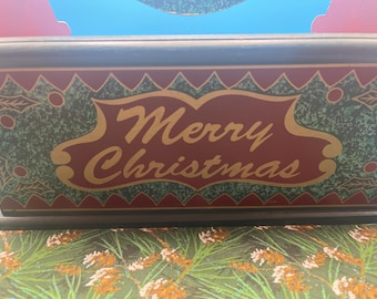 Vintage 1996 House of Lloyd Wooden Christmas Caddy – “Merry Christmas”