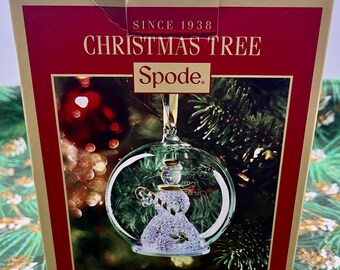 Spode Christmas Tree LED Multicolored Glass Snowman Ornament Globe – 4"