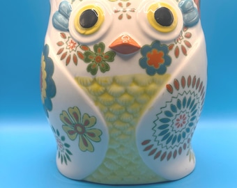 Vintage Pier 1 Hand-Painted Ceramic Owl – Decorative Home Accent