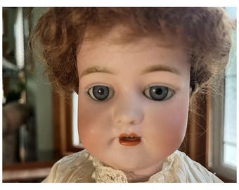 Antique Simon & Halbig Bisque Doll: 17.25" German Doll with Mohair Wig