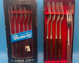 Vintage Bonavita Fondue Forks – Set of 6 – Stainless Steel – Made in Japan