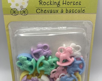 Vintage Pastel Rocking Horse Favors, Baby Shower Craft Supplies, 18 pc