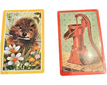 Vintage Playing Card Set: Woodchuck & Red Water Pump, Sealed Decks