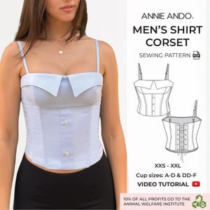 Shirt Corset Top Sewing Pattern PDF Download, XXS - XXL, Bust Size A-E, Shirt Top Pattern, Women's Lace Up Bustier