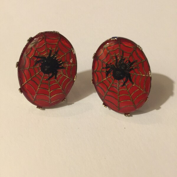 Vintage Spider on Web w Cross Knights Templar Cufflinks RARE