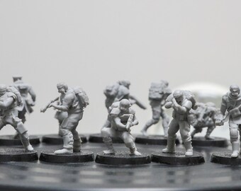 Mid-Range Squad soldiers | 28mm | True-Scale Resin Mini Soldiers | Sci-Fi | Military | Tabletop Wargaming Proxy