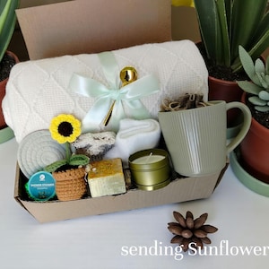 Gift Box For Her With Blanket Cozy Gift, Huggy Gift Box Sending Sunshine, Hug In A Box, Self Care Package, Thinking  Of You, Birthday Gift.