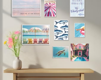 Zomerkustgalerij muurkunstprints, strandhuisdecor (digitale download)
