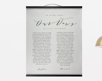 Wedding Vow Keepsake, One year wedding anniversary gift, Wedding vows art print poster, Personalized vows Poster, First anniversary gift