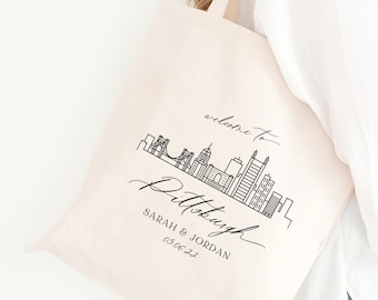 Welcome to Pittsburgh Wedding Welcome Bag, Wedding Welcome Bag, Wedding Favor Tote Bag, Pittsburgh Welcome Bag, Wedding Favor Pittsburgh Bag