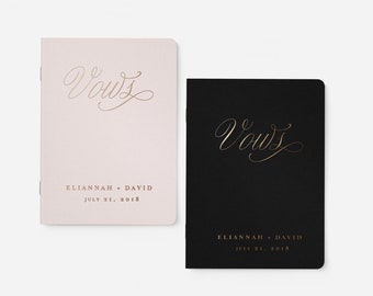 Wedding Vow Books, Rose Gold Foil Press on Pink Vow Book, Personalized Wedding Vow Books, Calligraphy Vow Books, Blush Foil Vow Books