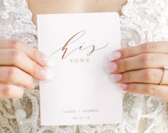 Wedding Vow Books, Rose Gold Foil Press on Blush Vow Book, Personalized Wedding Vow Books, Calligraphy Vow Books, Vow Book Personalized