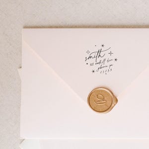 Celestial Return Address Stamp: Personalized Wedding Stamp
