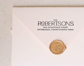 Minimalist Self Inking Return Address Stamp: Custom Wood Handle