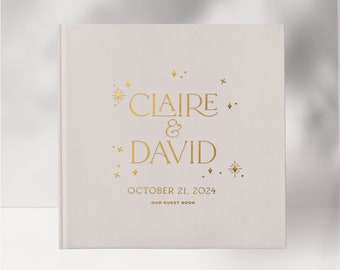 Wedding Guest Book, Real Gold Foil, Hardcover Landscape Guestbook, Wedding Reception Ideas, Album Wedding, Guest Book For Modern Bride