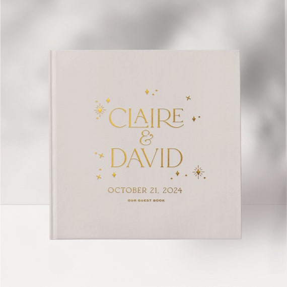 Original Wedding Guest Book with Gold Foil - Gorgeous Weddings Reception Sign in Guestbook 100 Pages for Baby Shower, Wedding, Party, Polaroid