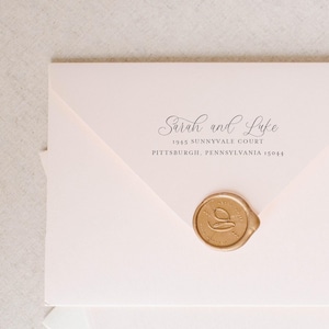 Modern Return Address Stamp, Wedding Stamp, Save the date, Self ink stamper,  Wood handle, Housewarming Gift, Family Stamp, Minimal