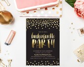 Gold Confetti - Bacherlorette Party - One Last Fling - Lingerie Shower - Bachelorette Party Invitation -  5x7 JPG Printable DIY File