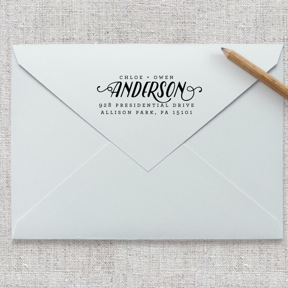 Return Address Stamp, Calligraphy Address Stamp, Personalized Address Stamp, Wedding Stamp, Custom Address Stamp, Wedding Gift Il_570xn