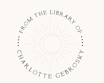 Custom Library Embosser: Sun & Moon Celestial Book Stamp