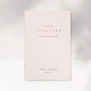 Personalized Wedding Officiant Book, Officiant Gift, Officiant Vow Book, White Wedding Notebook, Gold Foil, Reverend Book