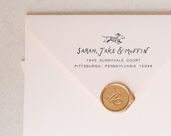 Adorable Dog Return Address Stamp, Custom Pet Mail Stamper, Poodle and Many More Breeds, Self Inking or Wood Handle Stamp