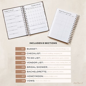 Blush Watercolor Wedding Planner Book, Custom Wedding Planner Book, Personalized Wedding Planner, Wedding Planner image 3