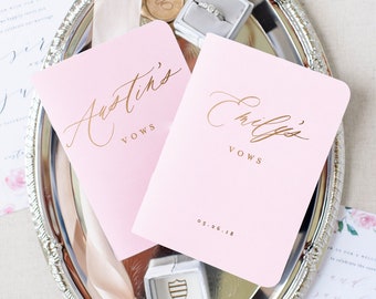 Wedding Vow Books, Rose Gold Foil Press on Blush Vow Book, Personalized Wedding Vow Books, Calligraphy Vow Books, Vow Book Personalized