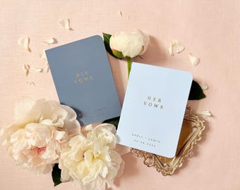 Modern Minimalist Vow Books, Custom Vow Booklet Set, Personalized His and Her Vows, Bespoke Wedding Keepsake #april
