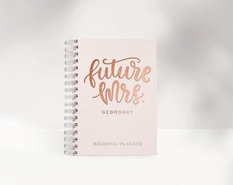 Personalized Wedding Planner Book: Blush Watercolor Floral, Foil Print